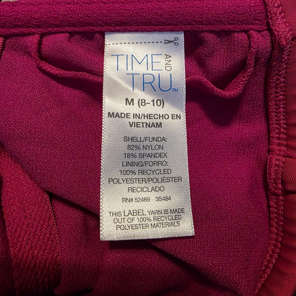 Time and Tru Strapless Ruched One-Piece Swimsuit - Fuchsia - Picture 4 of 4